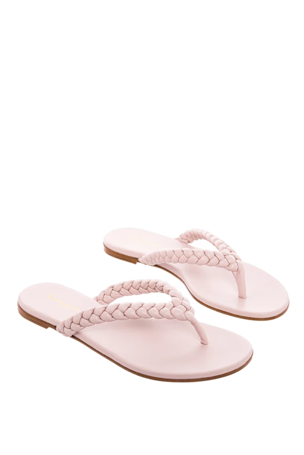 Gianvito Rossi тоқылған элементтері бар қызғылт түсті әйелдердің шкірядан жасалған шльопанкі-вьетнамкалары 167341 - фото 3