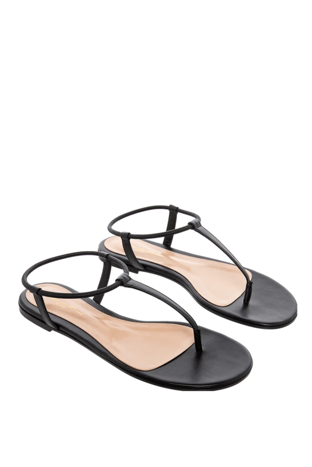 Gianvito Rossi қара түсті әйелдердің шкірядан жасалған шльопанкі-вьетнамкалары 167370 - фото 3