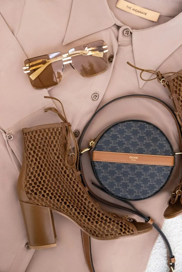 Gianvito Rossi үсті өрілген қоңыр әйелдер сандалдары 167371 - фото 2