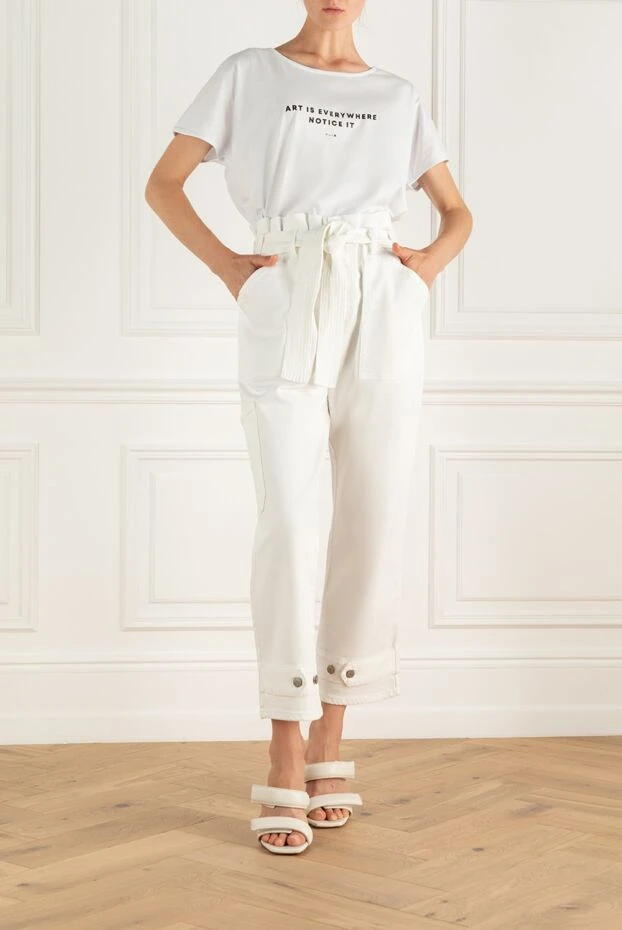 P.A.R.O.S.H. woman white cotton trousers for women купить с ценами и фото 167379 - photo 2