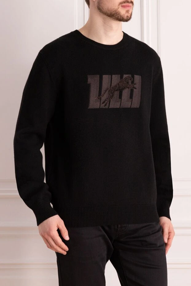 Zilli брендтік принтпен қара кашемир джемпер ерлерге арналған 167399 - фото 3