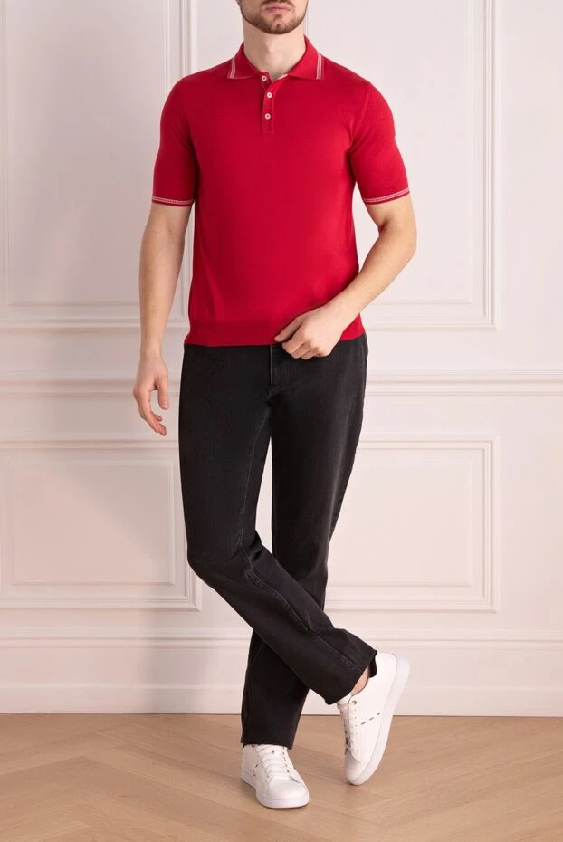 Zilli man cotton, silk and crocodile leather polo red for men купить с ценами и фото 167420 - photo 2