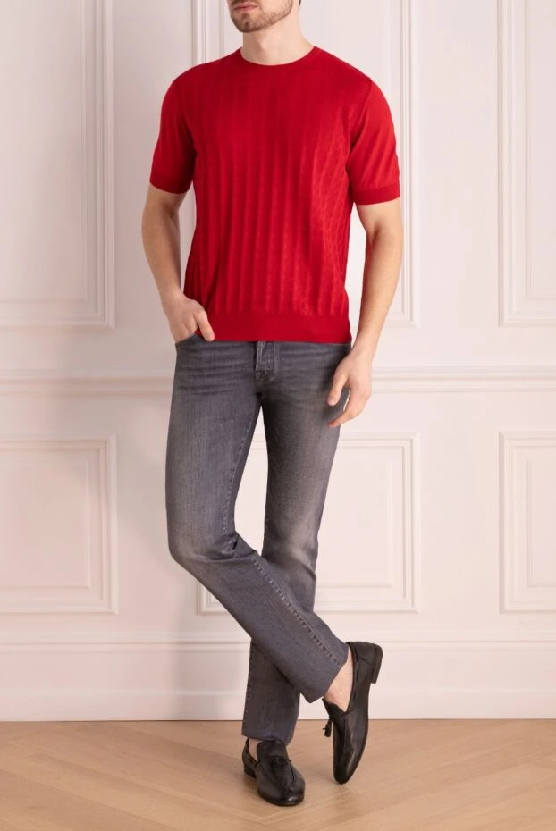 Zilli man short sleeve jumper in silk and cotton red for men купить с ценами и фото 167421 - photo 2