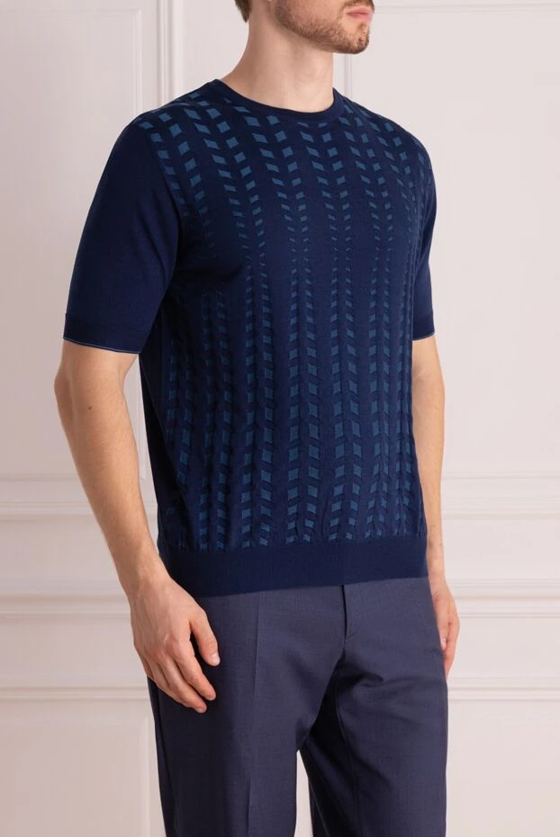 Zilli трикотажный синий джемпер из хлопка и шёлка с текстурным рисунком
 167424 - фото 3