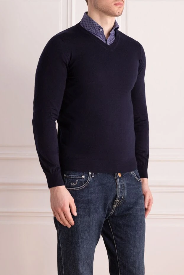 Zilli v-тәрізді ойығы бар қара джемпер ерлерге арналған 167426 - фото 3