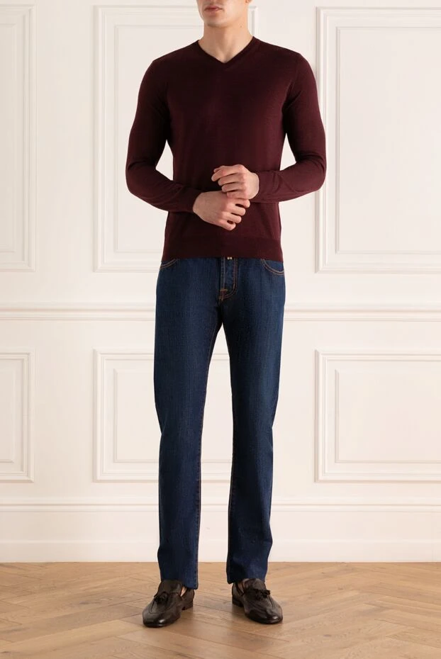 Zilli man cashmere and silk jumper burgundy for men купить с ценами и фото 167429 - photo 2