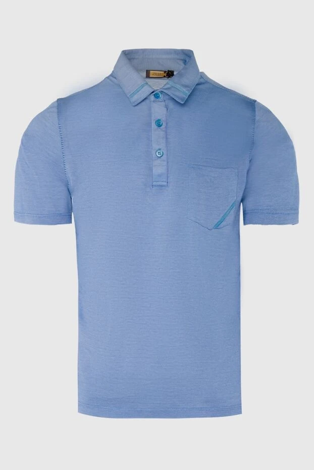 Zilli man cotton, silk and crocodile skin blue polo for men купить с ценами и фото 167437 - photo 1