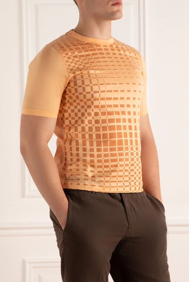 Zilli мужская персиковая футболка из хлопка с абстрактным узором
 167438 - фото 3