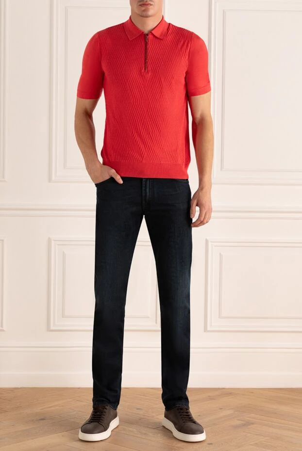 Zilli man cotton, silk and crocodile leather polo red for men купить с ценами и фото 167454 - photo 2