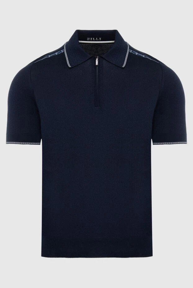 Zilli man cotton, silk and crocodile leather polo blue for men купить с ценами и фото 167456 - photo 1