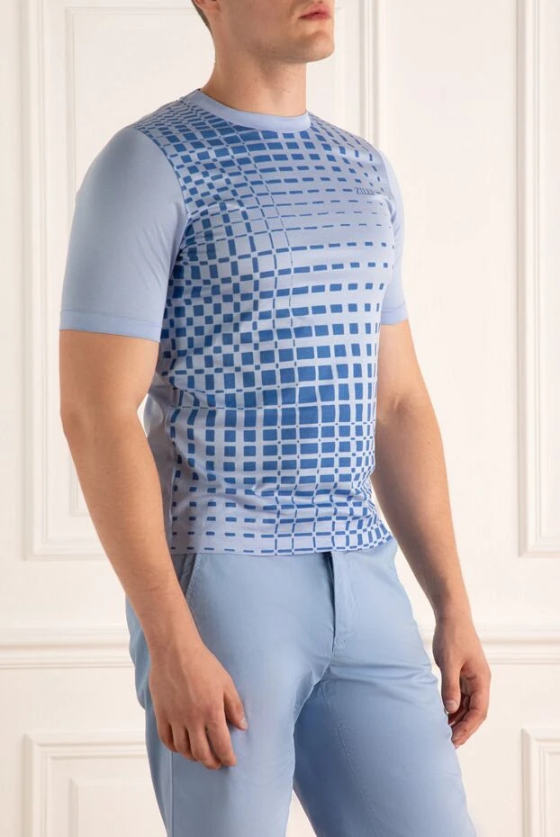 Zilli мужская футболка голубая с синим геометрическим принтом
 167460 - фото 3