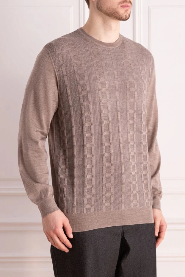 Zilli ерлерге арналған қоңыр жібек пен мақтадан жасалған жемпір 167468 - фото 3