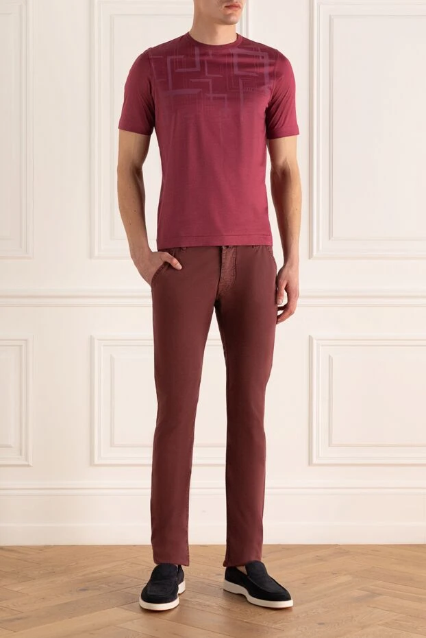 Zilli man burgundy cotton t-shirt for men купить с ценами и фото 167474 - photo 2