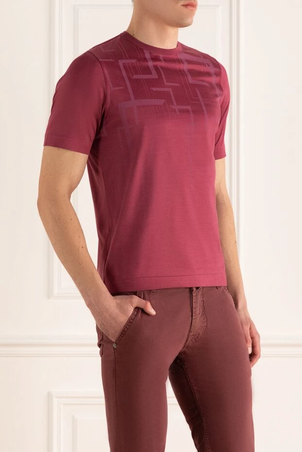 Zilli хлопковая футболка бордо с декоративным геометрическим узором
 167474 - фото 3