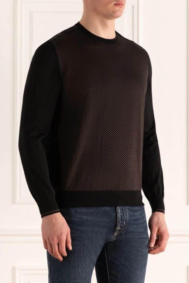 Zilli ұсақ геометриялық өрнегі бар қара джемпер ерлерге арналған 167475 - фото 3