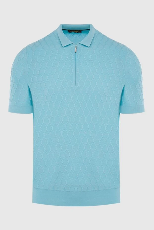 Zilli man cotton and silk polo blue for men купить с ценами и фото 167481 - photo 1