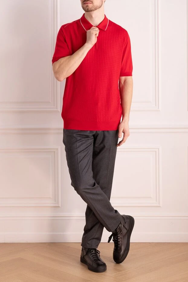 Zilli man cotton and silk polo red for men купить с ценами и фото 167493 - photo 2