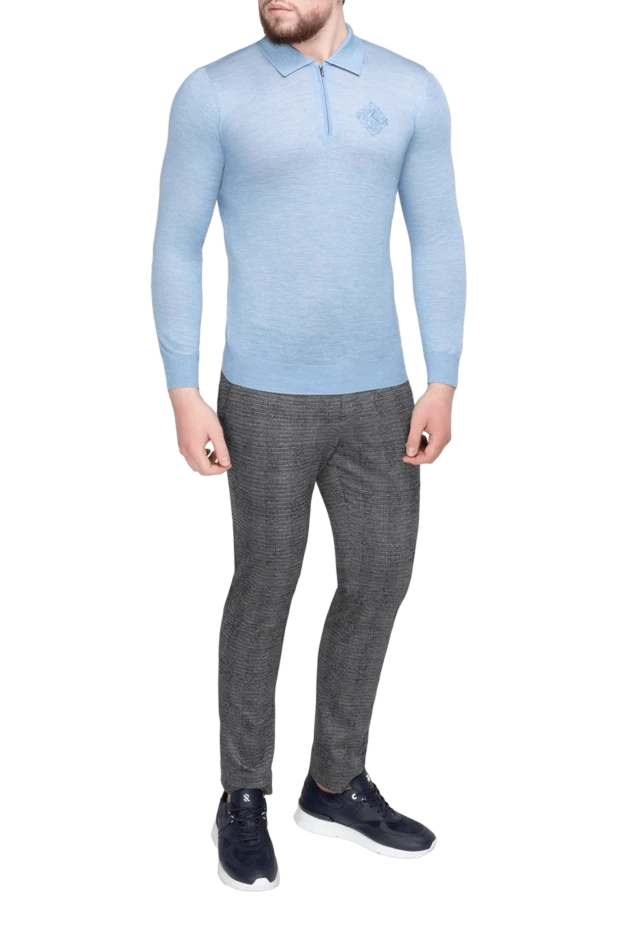 Zilli man silk and cashmere long sleeve polo blue for men купить с ценами и фото 167495 - photo 2