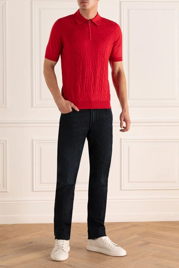 Zilli красное поло мужское из шелка и хлопка с узором

 167522 - фото 2