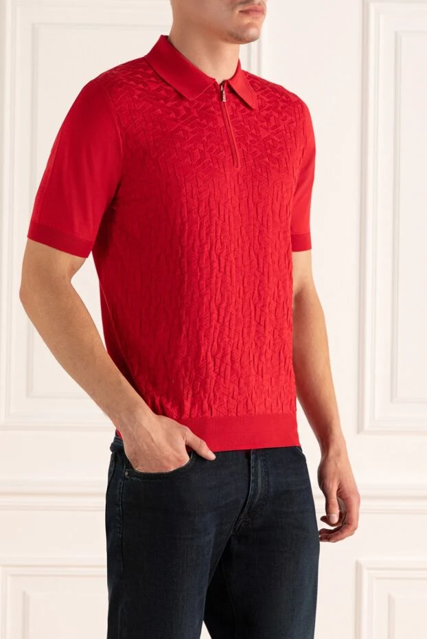 Zilli красное поло мужское из шелка и хлопка с узором

 167522 - фото 3