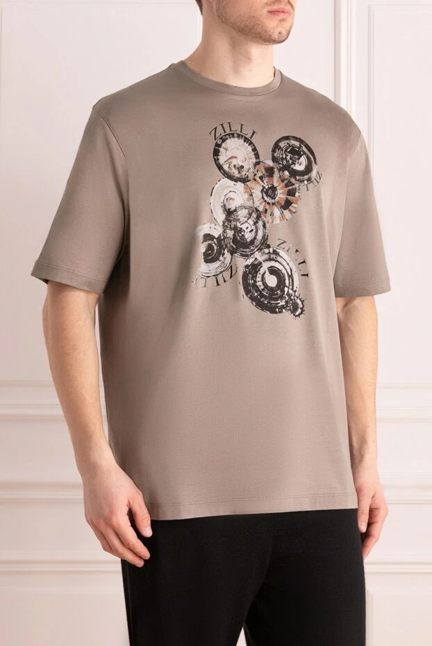 Zilli футболка из хлопка серая мужская 167526 - фото 3