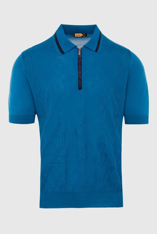 Zilli man polo in silk and crocodile skin blue for men купить с ценами и фото 167539 - photo 1