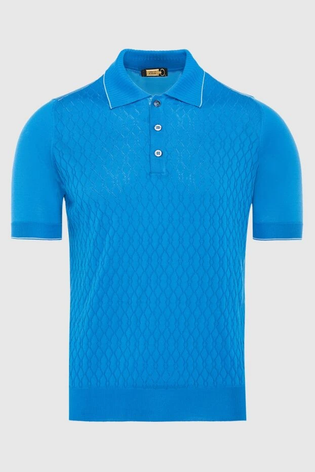 Zilli man cotton, silk and crocodile leather polo blue for men купить с ценами и фото 167541 - photo 1