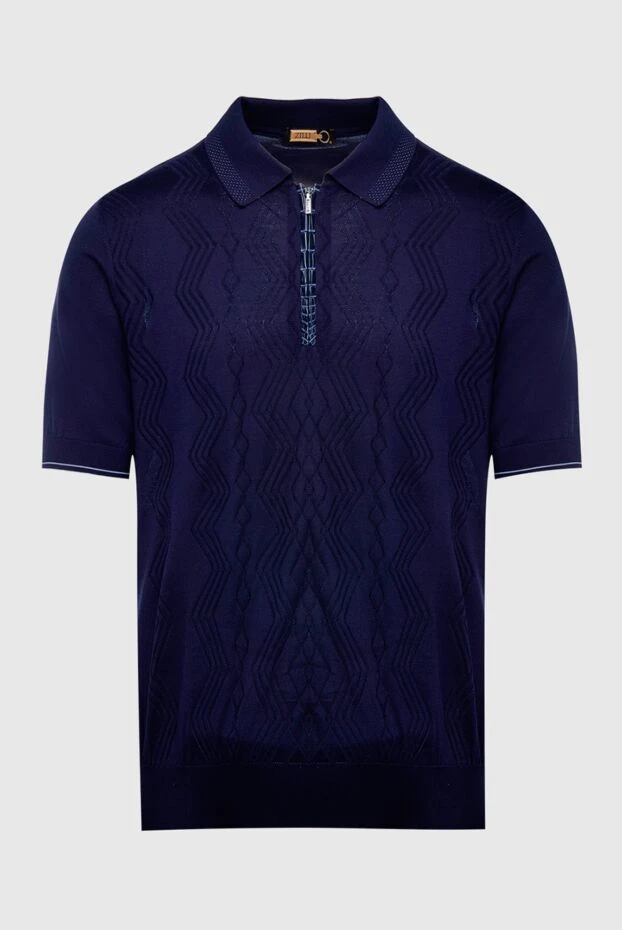 Zilli man polo in silk and crocodile skin blue for men купить с ценами и фото 167552 - photo 1