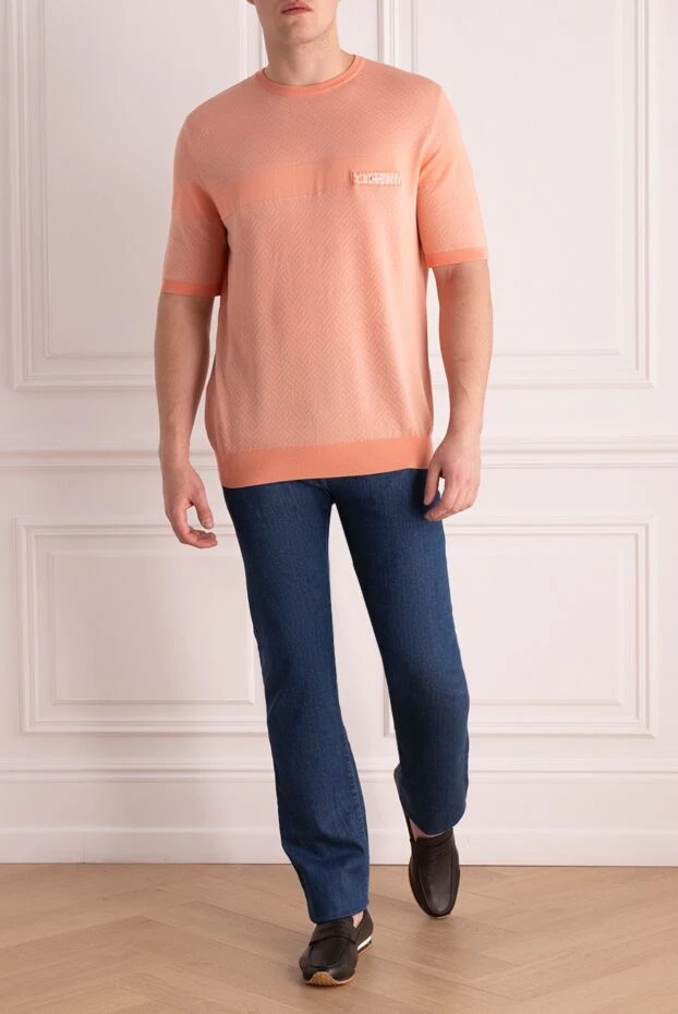 Zilli man cotton and silk short sleeve jumper orange for men купить с ценами и фото 167567 - photo 2