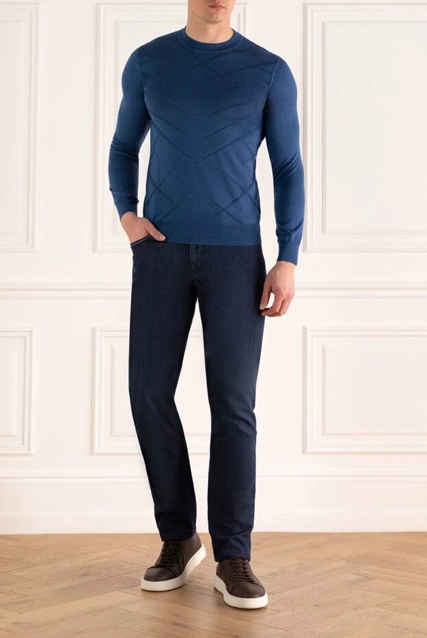 Zilli man cashmere and silk jumper blue for men купить с ценами и фото 167574 - photo 2