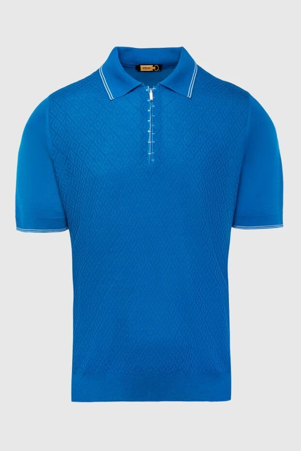 Zilli man polo in silk, viscose and crocodile skin blue for men купить с ценами и фото 167581 - photo 1