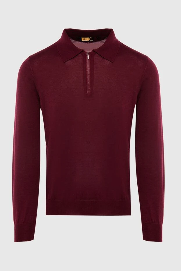 Zilli man long-sleeve polo in silk, cashmere and crocodile skin burgundy for men купить с ценами и фото 167590 - photo 1