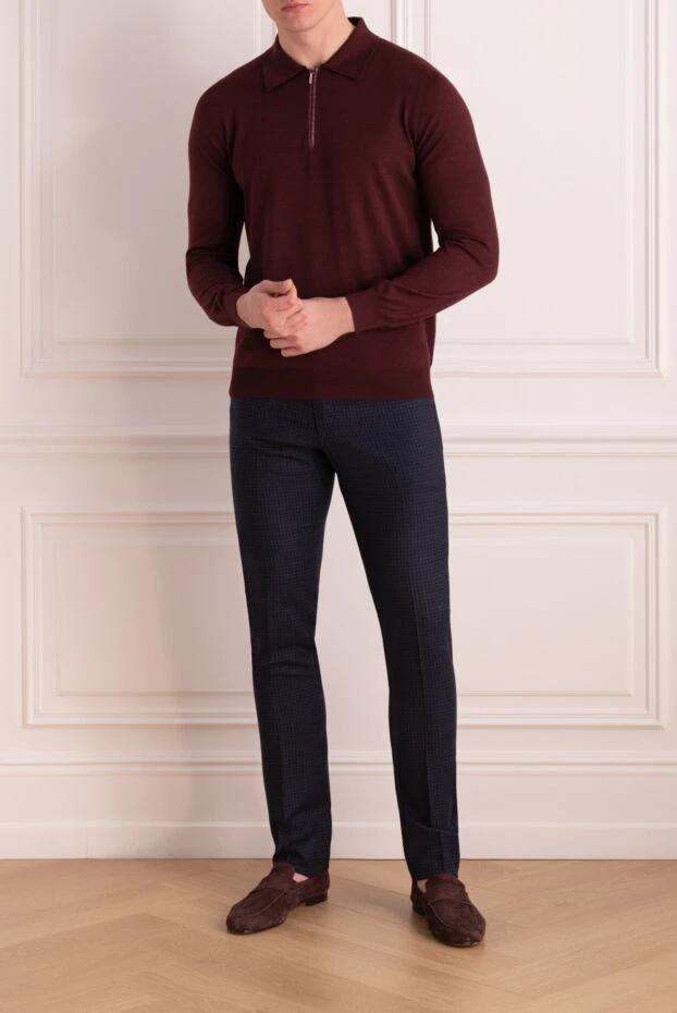 Zilli man long-sleeve polo in silk, cashmere and crocodile skin burgundy for men купить с ценами и фото 167590 - photo 2