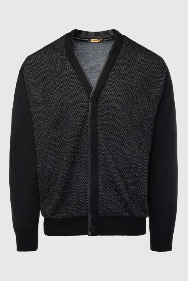 Zilli man men's cardigan made of cashmere, silk and genuine leather, black купить с ценами и фото 167614 - photo 1