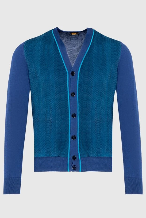 Zilli man men's cardigan made of silk, linen and snakeskin blue купить с ценами и фото 167621 - photo 1