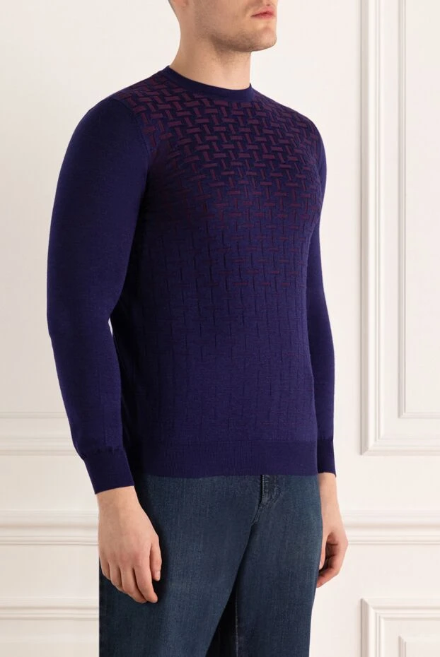 Zilli контрастты геометриялық өрнегі бар күлгін джемпер ерлерге арналған 167630 - фото 3