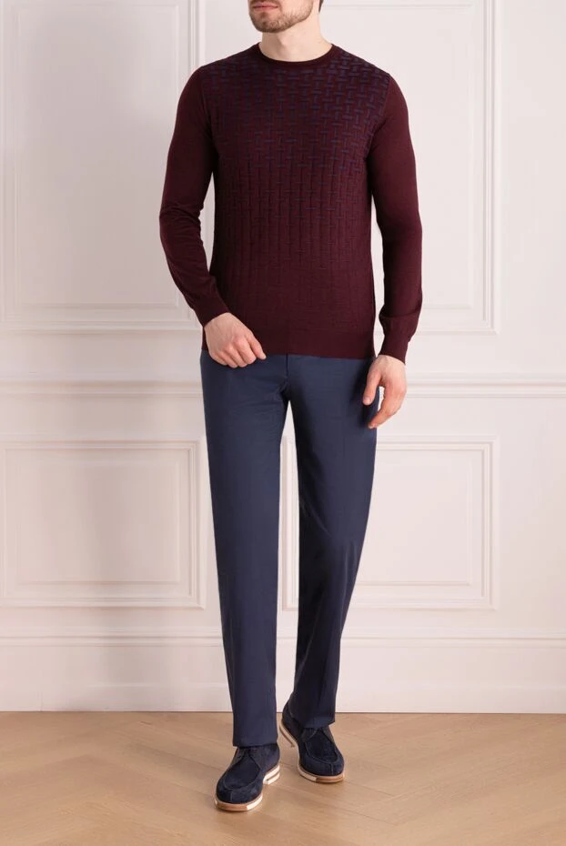 Zilli man cashmere and silk jumper burgundy for men купить с ценами и фото 167652 - photo 2