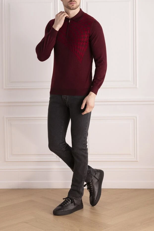 Zilli man polo with long sleeves made of silk and cashmere burgundy for men купить с ценами и фото 167657 - photo 2