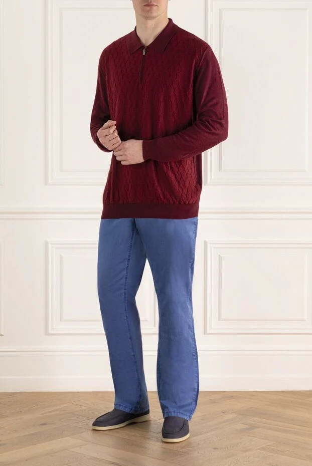 Zilli man polo with long sleeves made of silk and cashmere burgundy for men купить с ценами и фото 167658 - photo 2