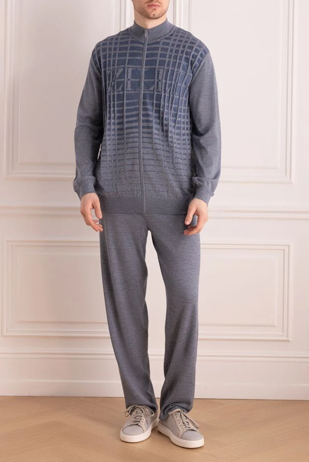 Zilli man men's sports suit made of cashmere and silk, blue купить с ценами и фото 167677 - photo 2