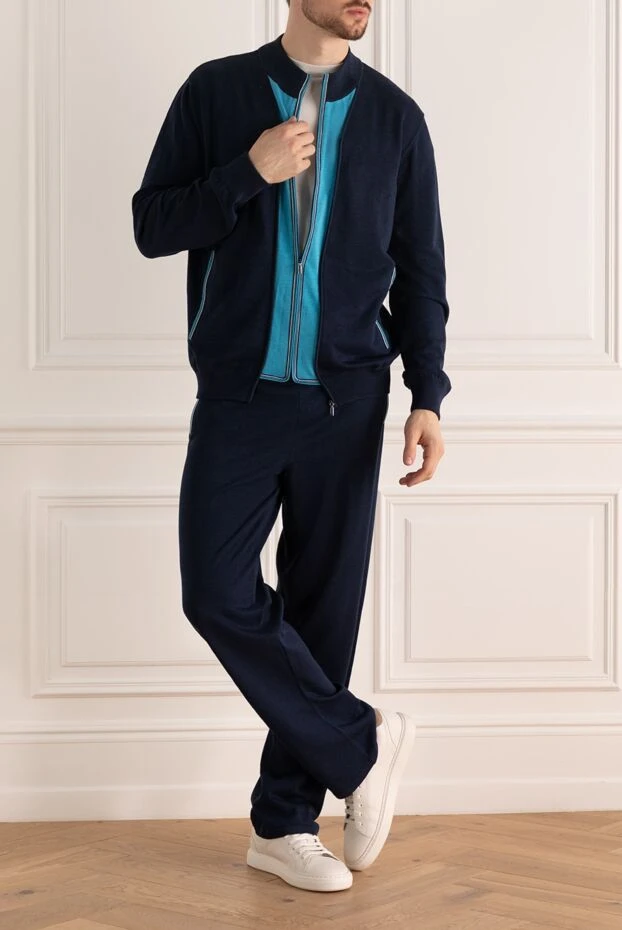 Zilli man men's sports suit made of cotton and silk, blue купить с ценами и фото 167680 - photo 2