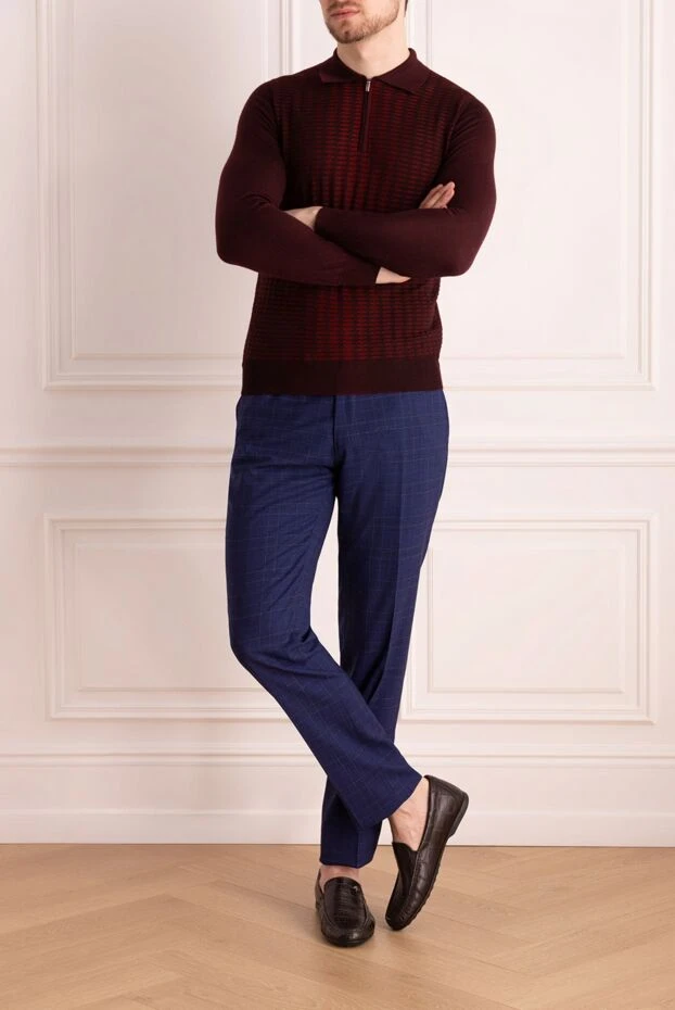 Zilli man polo with long sleeves made of silk and cashmere burgundy for men купить с ценами и фото 167688 - photo 2