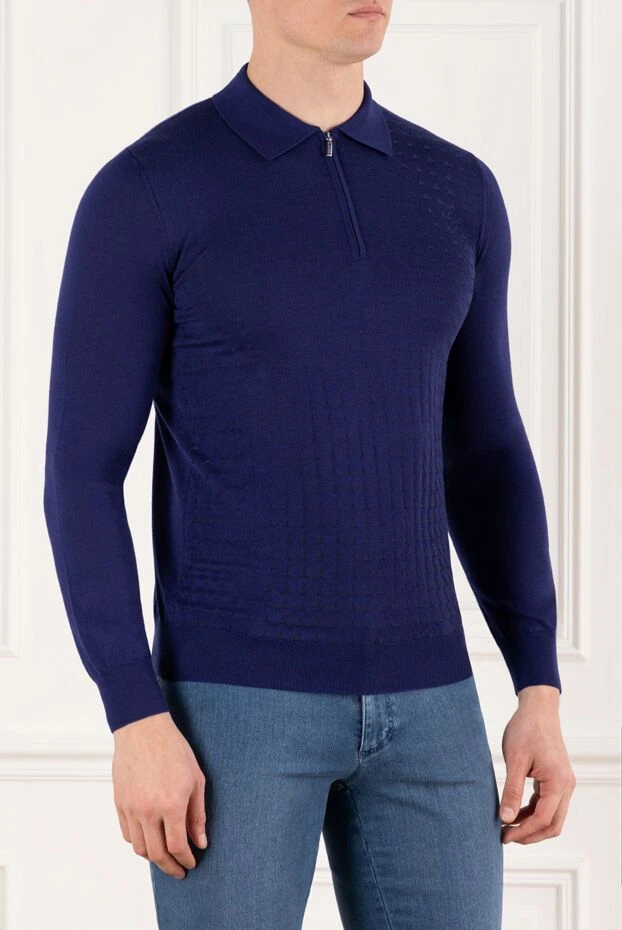 Zilli поло с длинным рукавом фиолетовое в микрорисунок мужское 167694 - фото 3