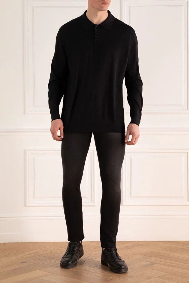 Zilli man long sleeve polo in silk, cashmere and crocodile skin black for men купить с ценами и фото 167696 - photo 2