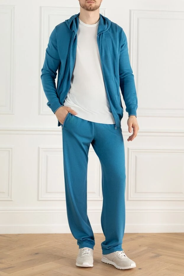 Zilli man men's sports suit made of cotton and silk, blue купить с ценами и фото 167709 - photo 2