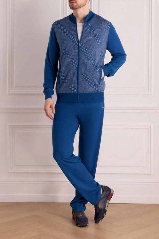 Zilli man men's sports suit made of cashmere and silk, blue купить с ценами и фото 167710 - photo 2