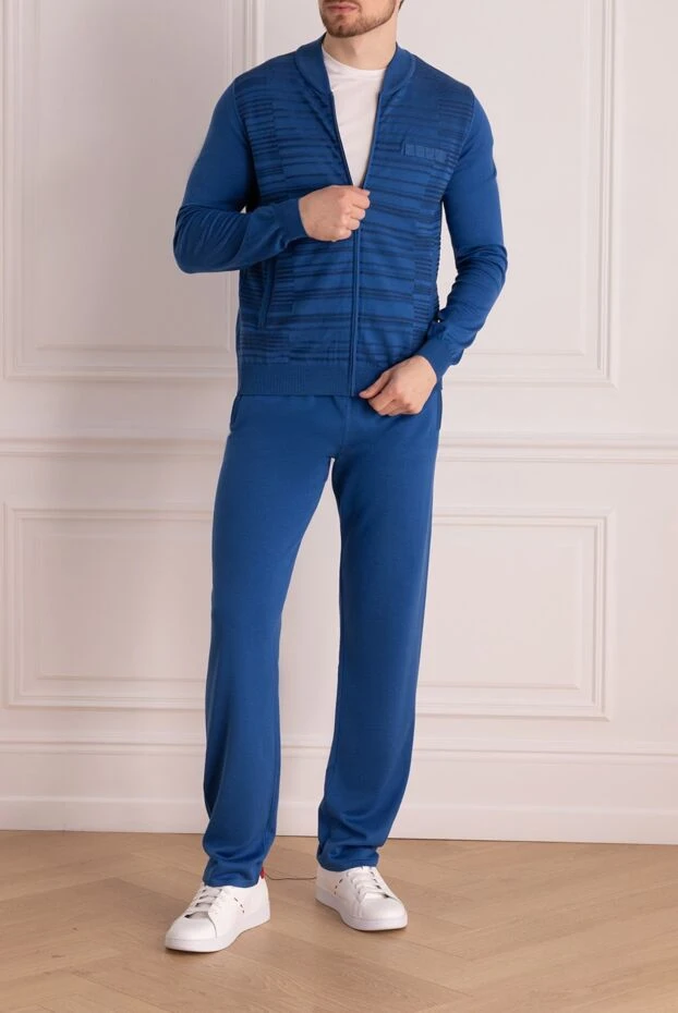 Zilli man men's sports suit made of cashmere, silk and crocodile skin, blue купить с ценами и фото 167712 - photo 2