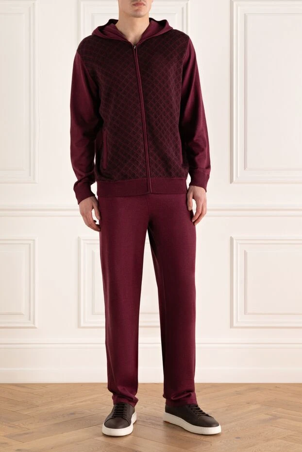 Zilli man men's sports suit made of cashmere, wool and silk, burgundy купить с ценами и фото 167812 - photo 2