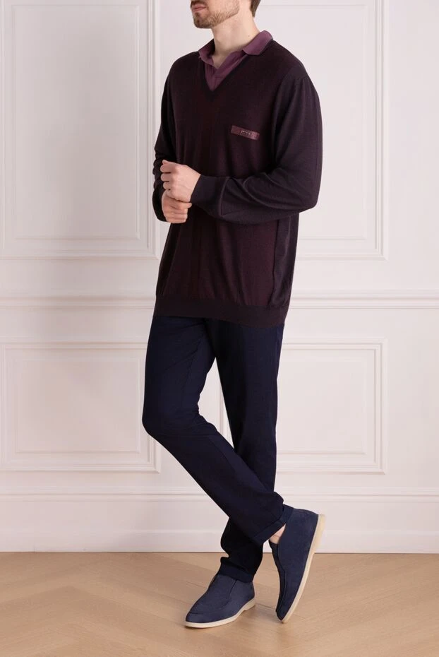 Zilli man cashmere and silk jumper burgundy for men купить с ценами и фото 167818 - photo 2