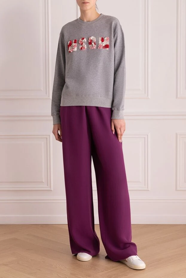 Valentino woman burgundy silk trousers for women купить с ценами и фото 167846 - photo 2